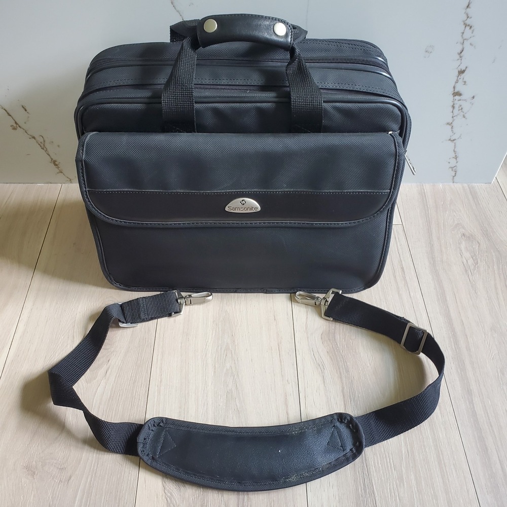 Samsonite Laptop Briefcase Black Padded Travel Work Bag Expandable Carry-On
